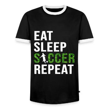 Eat Sleep Soccer Repeat Soccer football player - Men's Ringer Shirt - black/white - Front - AI Model Female 172 light (172cm) & AI Model Male 178 light (178cm)