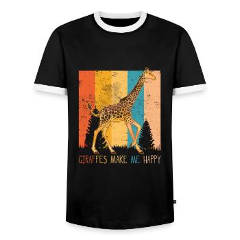 Animaux girafe animaux amour safari afrique jungle - T-shirt contrasté Homme - noir/blanc - Devant - AI Model Female 172 light (172cm) & AI Model Male 178 light (178cm)