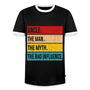 oncle - T-shirt contrasté Homme - noir/blanc - Devant - AI Model Female 172 light (172cm) & AI Model Male 178 light (178cm)