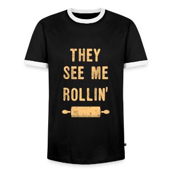 lustige Sprüche Bäcker Bäckerei Backen Koch - Männer Kontrast-T-Shirt - Schwarz/Weiß - Vorne - AI Model Female 172 light (172cm) & AI Model Male 178 light (178cm)