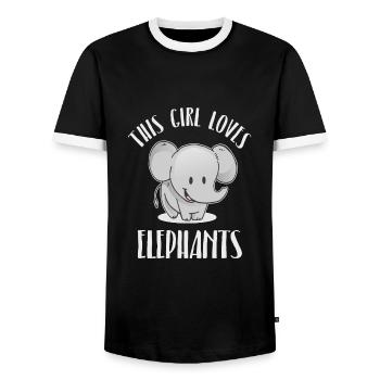 This Girl Loves Elephants Elefant Elefanten Tiere - Männer Kontrast-T-Shirt - Schwarz/Weiß - Vorne - AI Model Female 172 light (172cm) & AI Model Male 178 light (178cm)