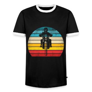 Motorrad Retro Vintage Motocross Biker Bike - Männer Kontrast-T-Shirt - Schwarz/Weiß - Vorne - AI Model Female 172 light (172cm) & AI Model Male 178 light (178cm)