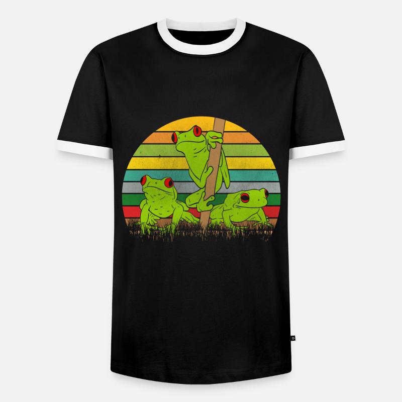 Retro frogs frog - Men's Ringer Shirt - black/white