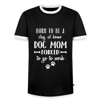 Dog Mom Hunde Hundeliebe - Männer Kontrast-T-Shirt - Schwarz/Weiß - Vorne - AI Model Female 172 light (172cm) & AI Model Male 178 light (178cm)