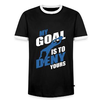 Fussball Torwart - Männer Kontrast-T-Shirt - Schwarz/Weiß - Vorne - AI Model Female 172 light (172cm) & AI Model Male 178 light (178cm)