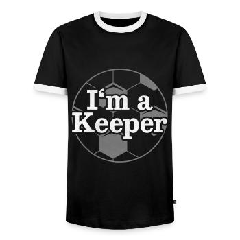 Gardien de but - T-shirt contrasté Homme - noir/blanc - Devant - AI Model Female 172 light (172cm) & AI Model Male 178 light (178cm)