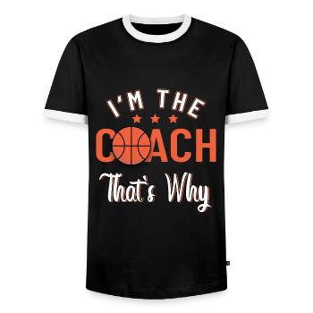 Basketball Trainer Coach Basketballer Sportlehrer - Männer Kontrast-T-Shirt - Schwarz/Weiß - Vorne - AI Model Female 172 light (172cm) & AI Model Male 178 light (178cm)