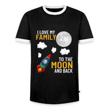 famille - T-shirt contrasté Homme - noir/blanc - Devant - AI Model Female 172 light (172cm) & AI Model Male 178 light (178cm)