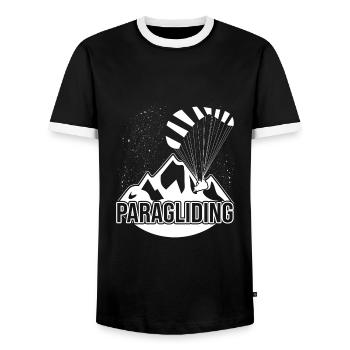 Paragliding Paragliding Paragliding - Men's Ringer Shirt - black/white - Front - AI Model Female 172 light (172cm) & AI Model Male 178 light (178cm)