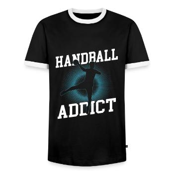 handballeur - T-shirt contrasté Homme - noir/blanc - Devant - AI Model Female 172 light (172cm) & AI Model Male 178 light (178cm)