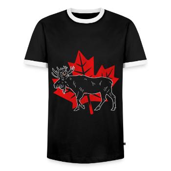 Kanadier Elch Kanada Canada Flagge Ahornblatt - Männer Kontrast-T-Shirt - Schwarz/Weiß - Vorne - AI Model Female 172 light (172cm) & AI Model Male 178 light (178cm)