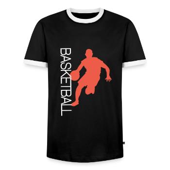 Basketballer basketball team basketball - Men's Ringer Shirt - black/white - Front - AI Model Female 172 light (172cm) & AI Model Male 178 light (178cm)