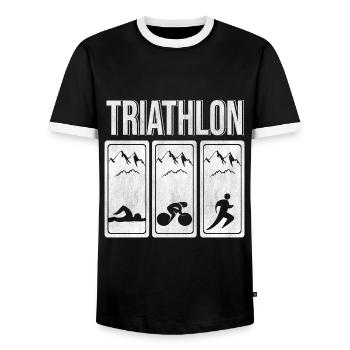 Natation vélo course triathlon triathlon - T-shirt contrasté Homme - noir/blanc - Devant - AI Model Female 172 light (172cm) & AI Model Male 178 light (178cm)