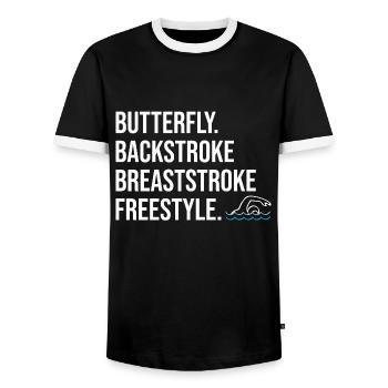 Nageurs nageurs - T-shirt contrasté Homme - noir/blanc - Devant - AI Model Female 172 light (172cm) & AI Model Male 178 light (178cm)