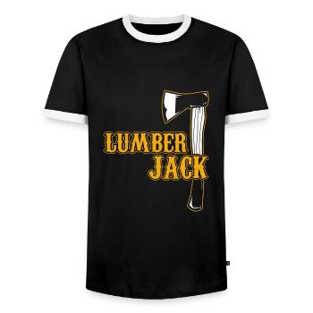 Holzfäller - Männer Kontrast-T-Shirt - Schwarz/Weiß - Vorne - AI Model Female 172 light (172cm) & AI Model Male 178 light (178cm)