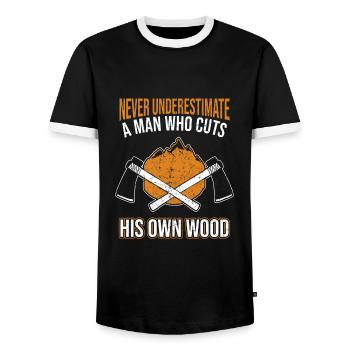 lumberjack - Men's Ringer Shirt - black/white - Front - AI Model Female 172 light (172cm) & AI Model Male 178 light (178cm)