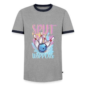 Bowling bowler cone bowling bowling ball - Men's Ringer Shirt - grey/navy  - Front - AI Model Female 172 light (172cm) & AI Model Male 178 light (178cm)