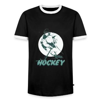 Hockey sur glace Hockey Player Hockey Hockey sur glace - T-shirt contrasté Homme - noir/blanc - Devant - AI Model Female 172 light (172cm) & AI Model Male 178 light (178cm)