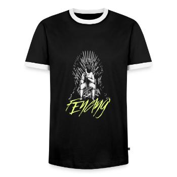Fechten Fencing - Männer Kontrast-T-Shirt - Schwarz/Weiß - Vorne - AI Model Female 172 light (172cm) & AI Model Male 178 light (178cm)