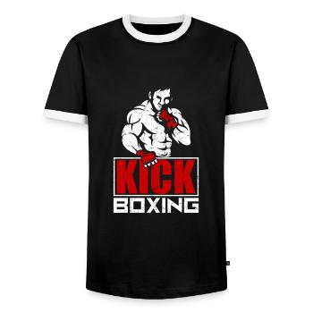 Kickboxer kickboxing - Men's Ringer Shirt - black/white - Front - AI Model Female 172 light (172cm) & AI Model Male 178 light (178cm)