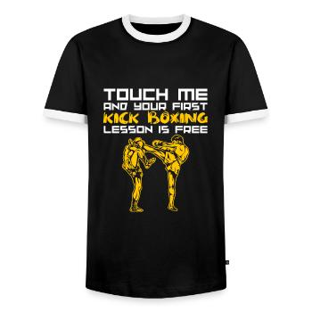 Kickboxing Kickboxer - Men's Ringer Shirt - black/white - Front - AI Model Female 172 light (172cm) & AI Model Male 178 light (178cm)