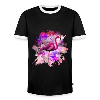 Pink Flamingo - Männer Kontrast-T-Shirt - Schwarz/Weiß - Vorne - AI Model Female 172 light (172cm) & AI Model Male 178 light (178cm)