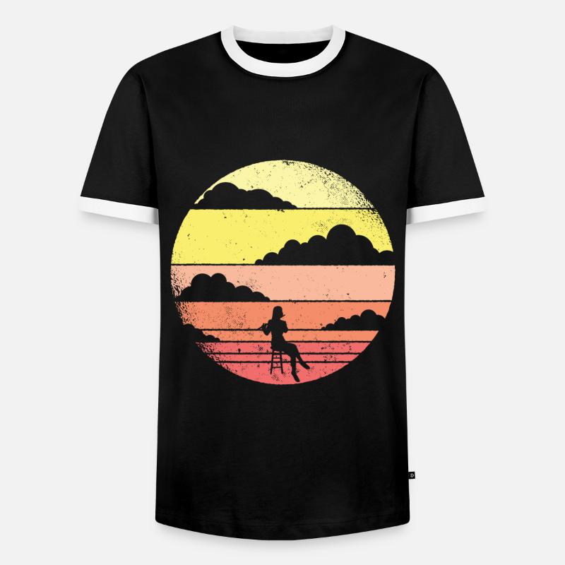 Flöte - Männer Kontrast-T-Shirt - Schwarz/Weiß