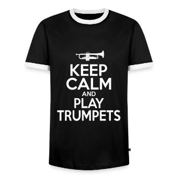 Keep Calm Trumpet - T-shirt contrasté Homme - noir/blanc - Devant - AI Model Female 172 light (172cm) & AI Model Male 178 light (178cm)