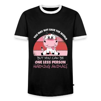 Végétalien bien-être animal militant des droits des animaux - T-shirt contrasté Homme - noir/blanc - Devant - AI Model Female 172 light (172cm) & AI Model Male 178 light (178cm)
