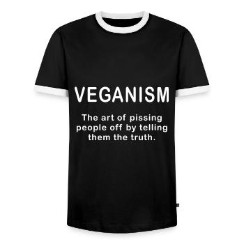Veganism Vegan Vegan Vegan Definition - Men's Ringer Shirt - black/white - Front - AI Model Female 172 light (172cm) & AI Model Male 178 light (178cm)
