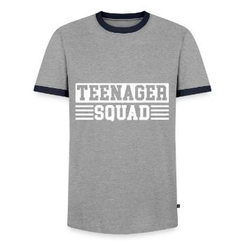Effectif adolescent - T-shirt contrasté Homme - gris/marine  - Devant - AI Model Female 172 light (172cm) & AI Model Male 178 light (178cm)