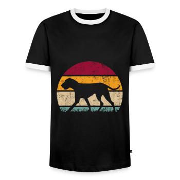 Vizsla Hungarian Dog Retro Silhouette - Men's Ringer Shirt - black/white - Front - AI Model Female 172 light (172cm) & AI Model Male 178 light (178cm)