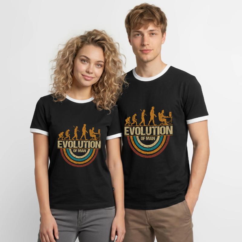Programmierer Computerfreak Evolution Retro Männer Kontrast-T-Shirt