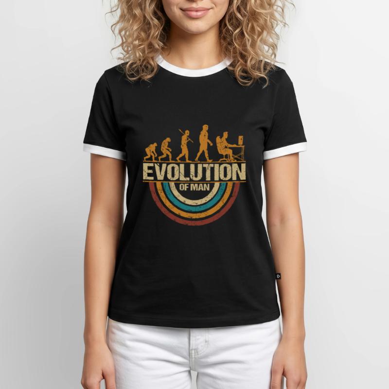 Programmierer Computerfreak Evolution Retro Männer Kontrast-T-Shirt