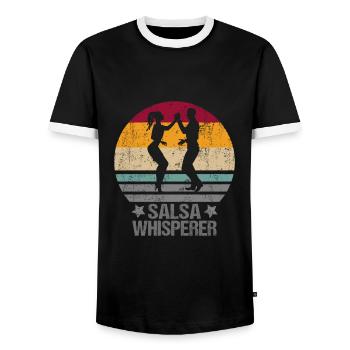 Salsa danse danse pour danseur - T-shirt contrasté Homme - noir/blanc - Devant - AI Model Female 172 light (172cm) & AI Model Male 178 light (178cm)