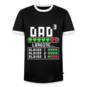 Papa père de 3 troisième trois enfants bébé - T-shirt contrasté Homme - noir/blanc - Devant - AI Model Female 172 light (172cm) & AI Model Male 178 light (178cm)
