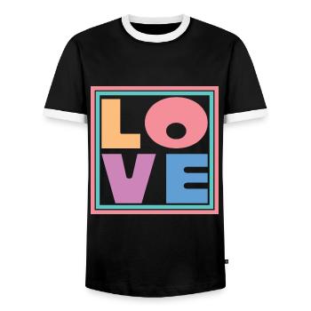 Cool Colorful Love Square Gift Men Women & Kids - Men's Ringer Shirt - black/white - Front - AI Model Female 172 light (172cm) & AI Model Male 178 light (178cm)