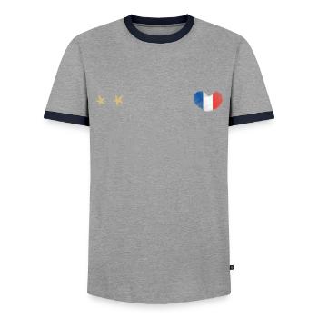 Maillot de football France Drapeau français - T-shirt contrasté Homme - gris/marine  - Devant - AI Model Female 172 light (172cm) & AI Model Male 178 light (178cm)