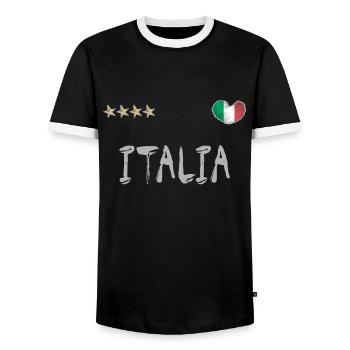 Maillot de football Italie Drapeau italien - T-shirt contrasté Homme - noir/blanc - Devant - AI Model Female 172 light (172cm) & AI Model Male 178 light (178cm)