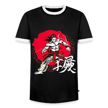 Japanischer Krieger Tradition Kampfkunst - Männer Kontrast-T-Shirt - Schwarz/Weiß - Vorne - AI Model Female 172 light (172cm) & AI Model Male 178 light (178cm)