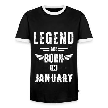 legend are born in January gift - Men's Ringer Shirt - black/white - Front - AI Model Female 172 light (172cm) & AI Model Male 178 light (178cm)