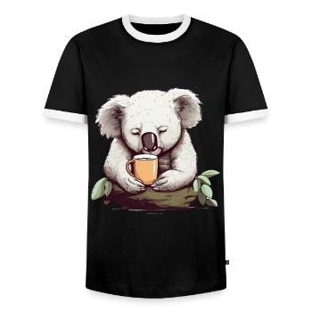Niedlicher Koala Entspanntes Tier Kaffeebecher - Männer Kontrast-T-Shirt - Schwarz/Weiß - Vorne - AI Model Female 172 light (172cm) & AI Model Male 178 light (178cm)