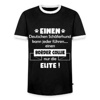 Border Collie Hund - Border Collie - Männer Kontrast-T-Shirt - Schwarz/Weiß - Vorne - AI Model Female 172 light (172cm) & AI Model Male 178 light (178cm)