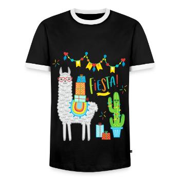 Llama Fiesta Comic Alpaga cadeau anniversaire - T-shirt contrasté Homme - noir/blanc - Devant - AI Model Female 172 light (172cm) & AI Model Male 178 light (178cm)