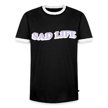 SAD LIFE - Men's Ringer Shirt - black/white - Front - AI Model Female 172 light (172cm) & AI Model Male 178 light (178cm)