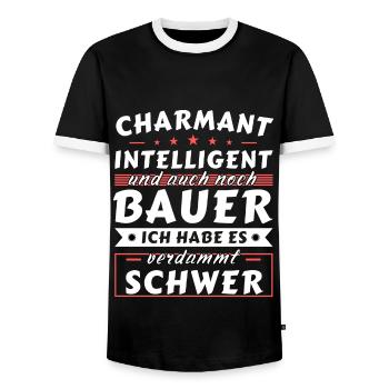 Charmant und intelligent - Bauer Edition - Männer Kontrast-T-Shirt - Schwarz/Weiß - Vorne - AI Model Female 172 light (172cm) & AI Model Male 178 light (178cm)