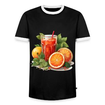Blutorange Orange Saft Blutorangensaft - Männer Kontrast-T-Shirt - Schwarz/Weiß - Vorne - AI Model Female 172 light (172cm) & AI Model Male 178 light (178cm)