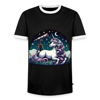 Mystische Einhorn-Sternschnuppe Sterne - Männer Kontrast-T-Shirt - Schwarz/Weiß - Vorne - AI Model Female 172 light (172cm) & AI Model Male 178 light (178cm)