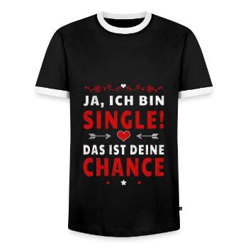 Ja, ich bin Single! lustige Sprüche für die Liebe - Männer Kontrast-T-Shirt - Schwarz/Weiß - Vorne - AI Model Female 172 light (172cm) & AI Model Male 178 light (178cm)