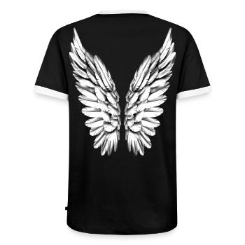 Engelsflügel Silber Weiß Engel Flügel Engelflügel - Männer Kontrast-T-Shirt - Schwarz/Weiß - Hinten - AI Model Male 178 light (178cm)